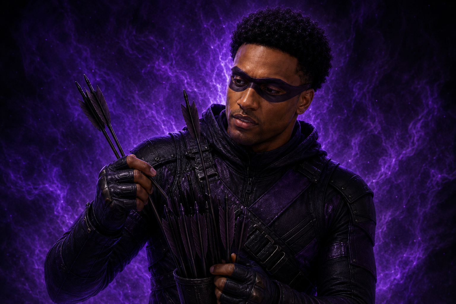 AnsemEye inspecting a handful of his void-tipped arrows